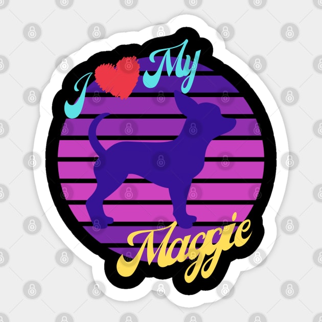 My Maggie Chihuahua Dog Retro Sunset Sticker by Ognisty Apparel